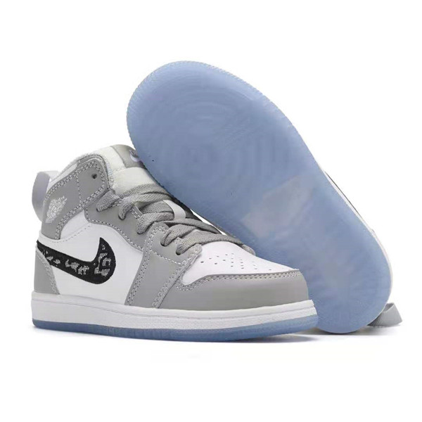 Youth Running Weapon Air Jordan 1 White/Grey Shoes 0029